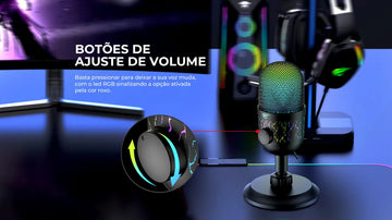Micrófono USB omnidireccional para jugadores Mesa Havit Gk52 Rgb, negro