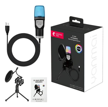 Microfono Usb Rgb Sf-666r Condensador Omnidireccional +trip Negro