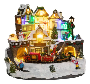 Decoración De Casa De Pueblo Navideño, Luces Led Colo...