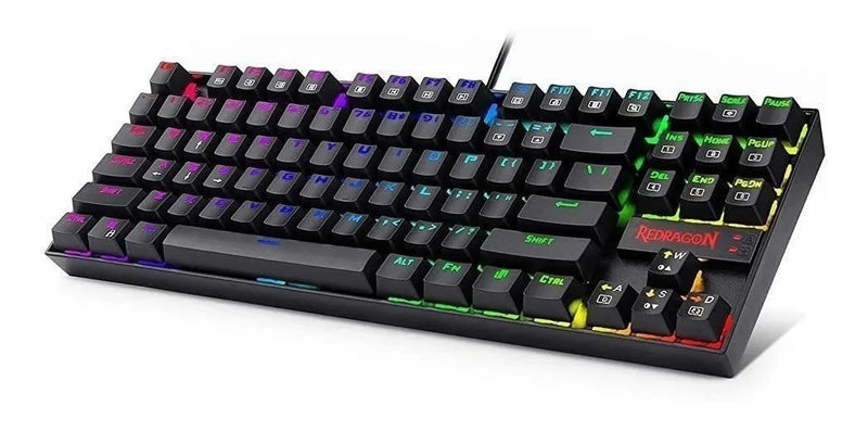 Teclado Redragon Kumara QWERTY Outemu Red español España color negro con luz rainbow