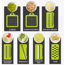 Mandolina Picatodo Multifuncional Para Verduras Y Frutas Color Gris con Verde
