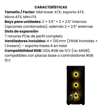Chasis Corsair Spec Delta Con Fuente Cv 650 Plus Bronze Negro