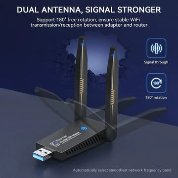 Adaptador Wifi 5ghz Usb 3.0 Dual 5g 1300mbps + Bluetooth 5.0