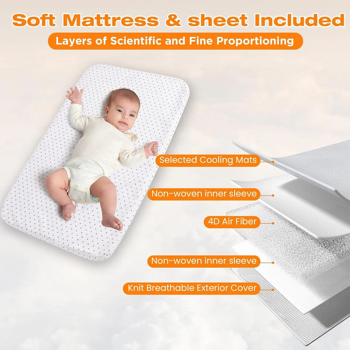 Cuna Lateral 4 En 1 Para Bebé Con Ruedas - Comodidad Y