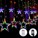 Luces De Cortina Star, 138 Led, 12 Estrellas, Luces Navideñ