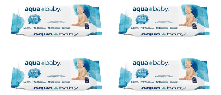 4 Pack Toallitas Húmedas De Agua Aqua Baby 240 Unidades 4 Pack Pañitos Húmedos