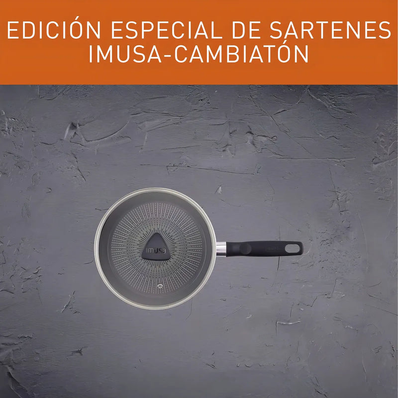 Sartén Imusa Cambiatón 24cm Antiadherente Tapa De Vidrio Color Gris oscuro