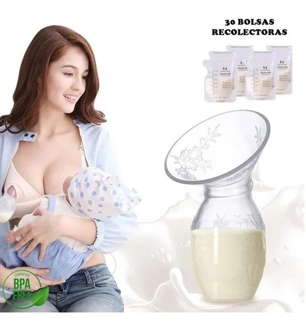 Extractor De Leche Manual En Silicona + 30 Bolsas Recolector