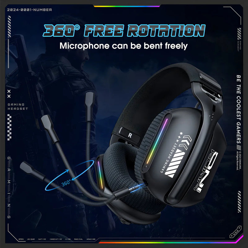 Audífonos Gamer Onikuma Gt808 Tri-mode Compatible Ps5 Color Negro