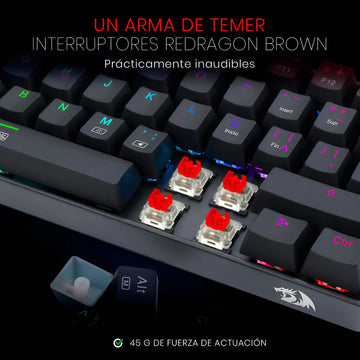 Teclado Dragonborn K630 Qwerty Red Negro Con Luz Rgb Españo Idioma Español Latinoamérica Color Del Teclado Negro