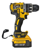 Taladro Percutor Inalámbrico 13mm 48v Brushless + Accesorios Amarillo 50/60