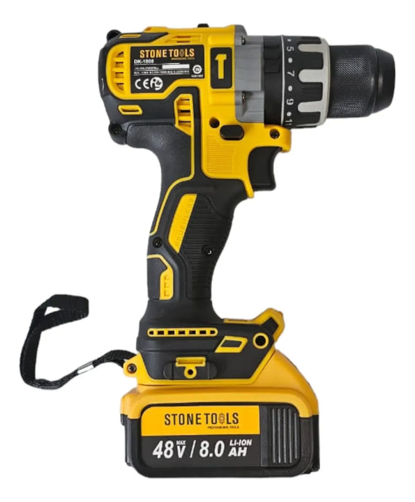 Taladro Percutor Inalámbrico 13mm 48v Brushless + Accesorios Amarillo 50/60