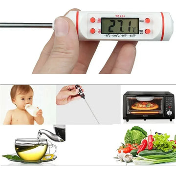 Termometro Digital Lcd Pincha Carne -50° A 300° 4 Botones Color Blanco