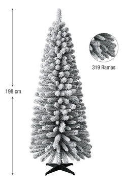 Árbol De Navidad Nevado 319 Ramas-198 Cm Verde