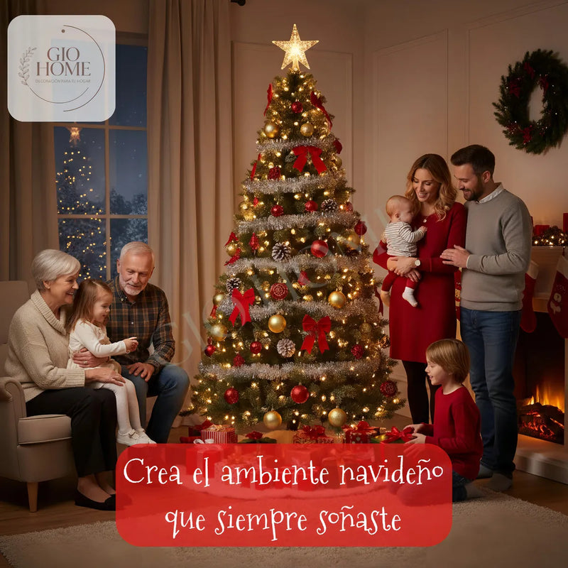 Arbol De Navidad Noruega 2.00m 442 Puntas Gio Home Pino Navideño Look Natural Base Metalica Artificial Para Decoracion Con Bolas Adornos Extensiones Cintas Bombillos Botas Campanas Luces Estrella Noel