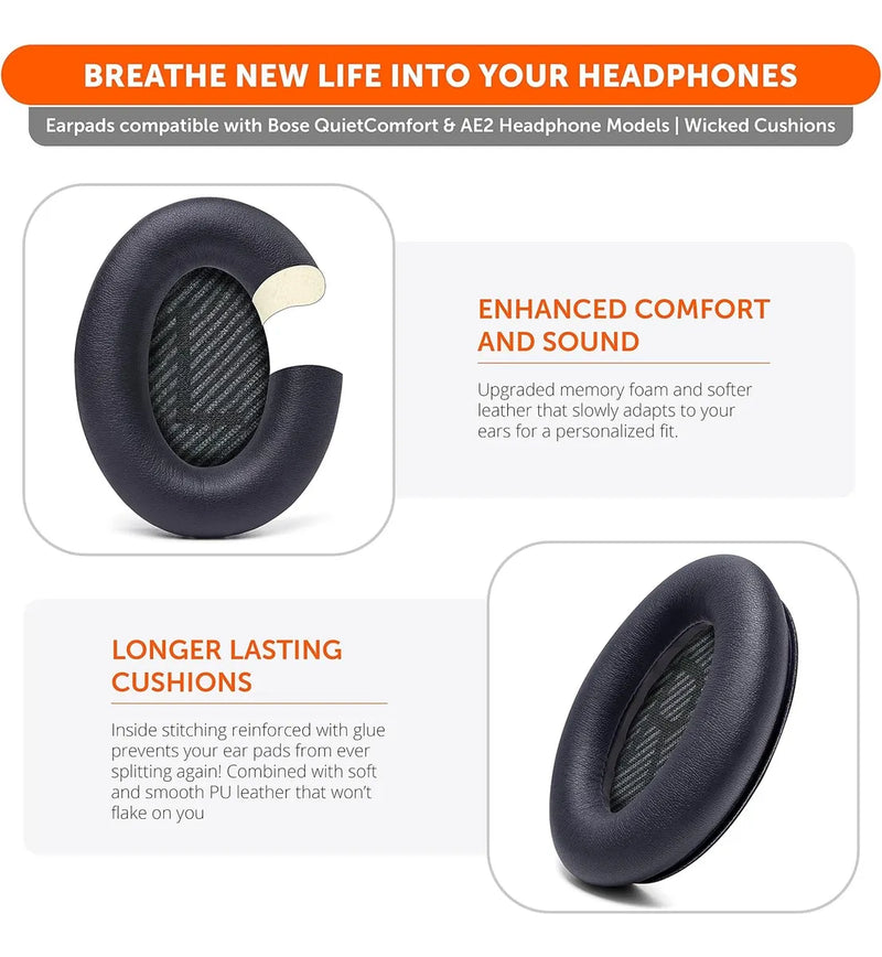 Almohadillas Para Audífonos Bose Qc35 Qc2 Qc15 Qc25 Ae2 Ae2i Negro