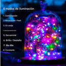 Luces Navideñas Multicolor Con Panel Solar - 21 Metros Azul Claro