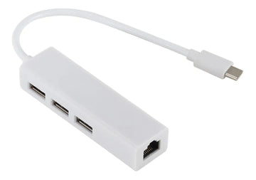 Adaptador De Usb Tipo C A A Rj45 Base 100+ 3 Puertos Usb 2.0