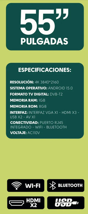 Televisor Led Onn. 55 Sin Bordes Smart Tv 4k Magis Tdt