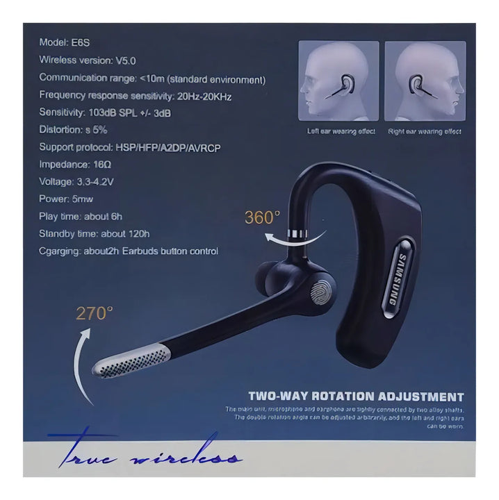 Manos Libres Bluetooth Para Samsung E6s Color Negro