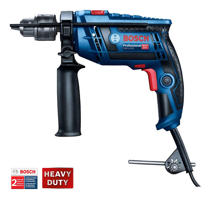 Taladro percutor atornillador eléctrico de 13mm Bosch GSB 13 RE 600W + accesorios con caja de cartón 50Hz/60Hz