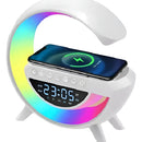 Parlante Lámpara G Cargador Inalámbrico Rgb Reloj Bt Segun Disponibilidad