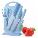 Set Cuchillos Tabla Pelador Tijeras De Cocina Azul/verde/negro