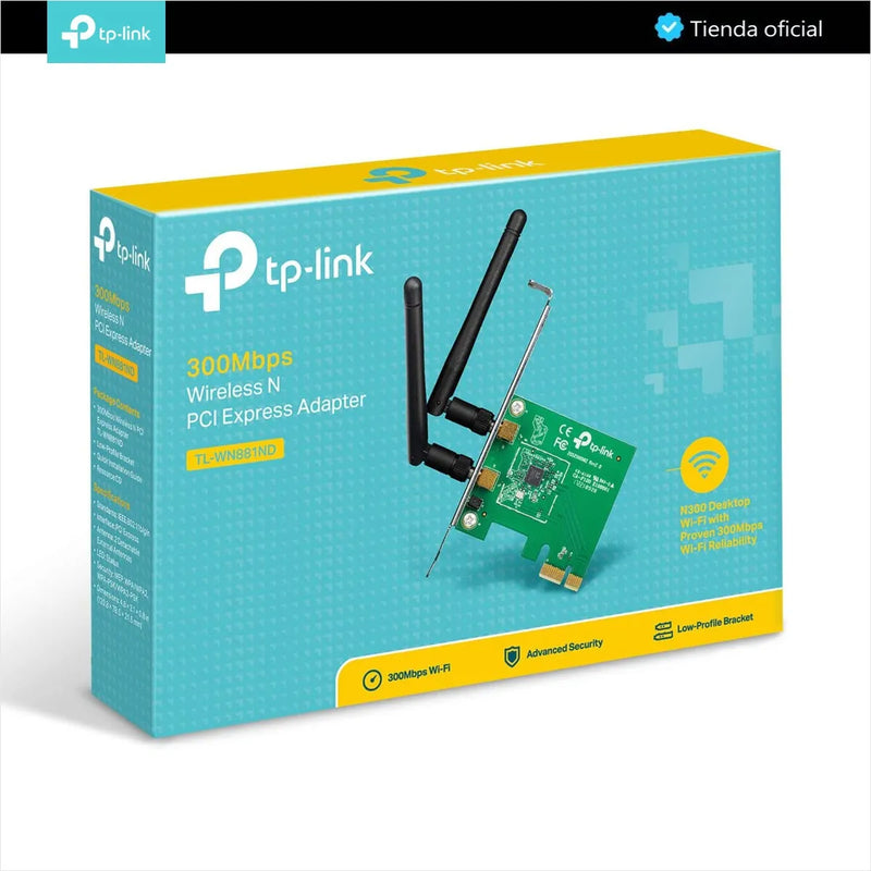 Tp-link, Tarjeta Pci Express Inalámbrico N 300, Tl-wn881nd