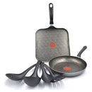 Combo De Plancha Para Asar + Sartén 24cms + Espatula Color Gris