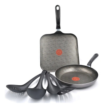 Combo De Plancha Para Asar + Sartén 24cms + Espatula Color Gris