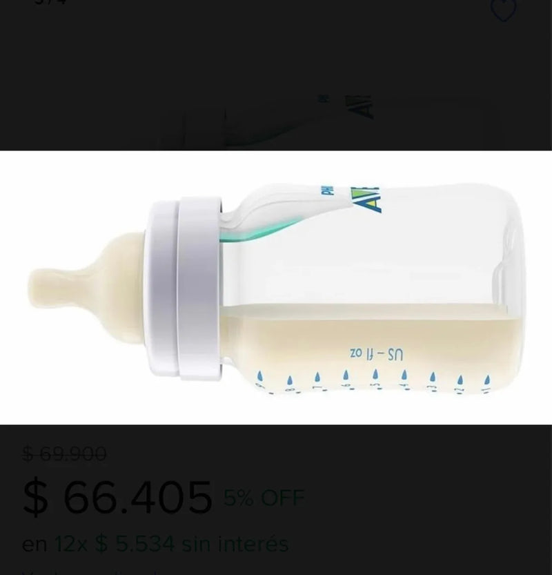 Tetero Biberón Bebe Anticolico Philips Avent 9 Oz Onzas 260 Transparente Airfree 9oz