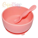Bowl De Silicona Con Ventosa Y Cuchara Libre De Bpa Color Salmón