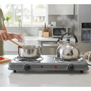 Fogon Estufa Electrica Portatil Gris Negro Cafe 2 Puestos Quemadores Potencia 2000w Cocina Compacta Resistente Hogar Oficina Viajes Camping Practica Rapida Segura Limpieza Sencilla