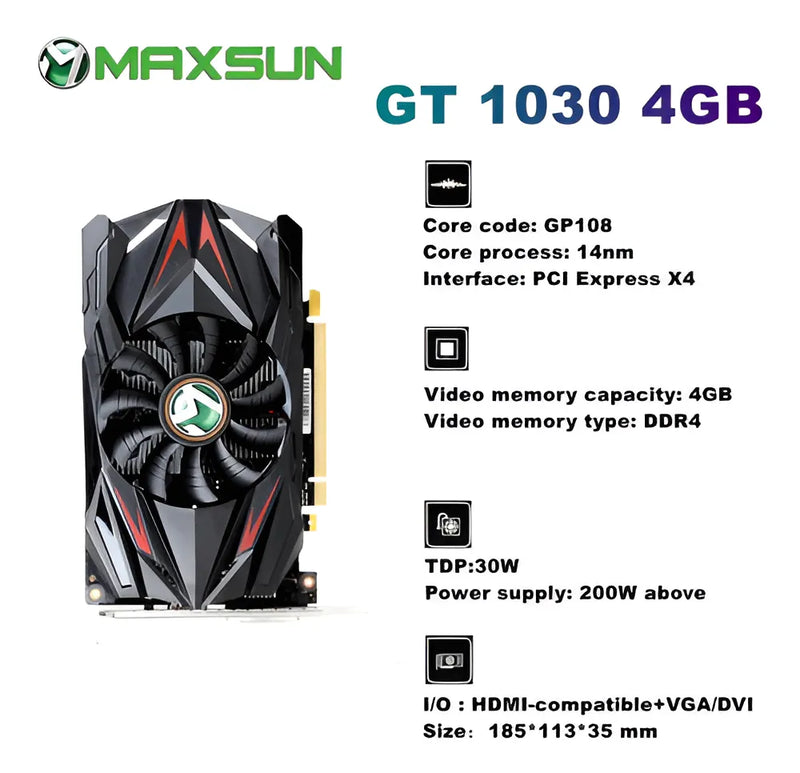 Tarjeta de vídeo Nvidia Geforce Gt1030 de 4 GB - Maxsun
