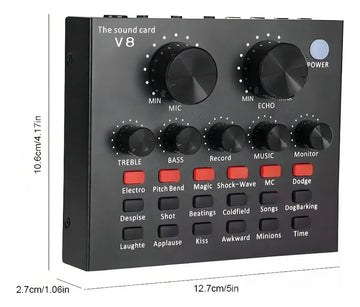 Interfaz de audio Live Sound Card V8 negra