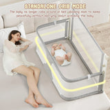 Cuna Portátil 3 En 1 Para Bebé Cama Lateral Ajustable Gris