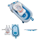 Tina Bañera Para Bebe Plegable Cojin Acolchado + Base Alta Color Azul Oso