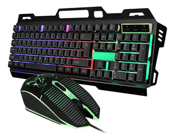 Teclado Mouse Gamer Retroiluminado Metalico Cmk 198 Color del teclado Negro