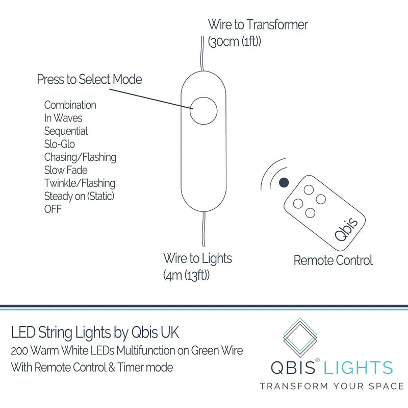 Qbis 200 Luces Led De Navidad De Color Blanco Cálido Con C.