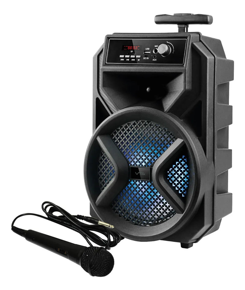 Parlante Recargable 30w Rms Vta Con Micrófono Y Bluetooth Color Negro