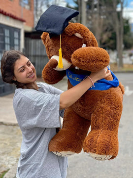 Peluche De Grado Grande 1 Metro + Moño + 3 Globos Oso De Grado