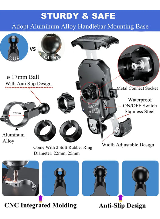 Brcovan - Soporte Para Telfono De Motocicleta Con Cargador I