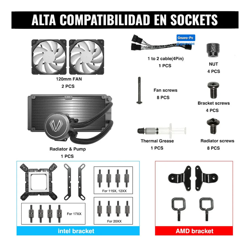 Enfriamiento Liquido Cooler Pc 240 Argb Lga 1700 Am5 1200