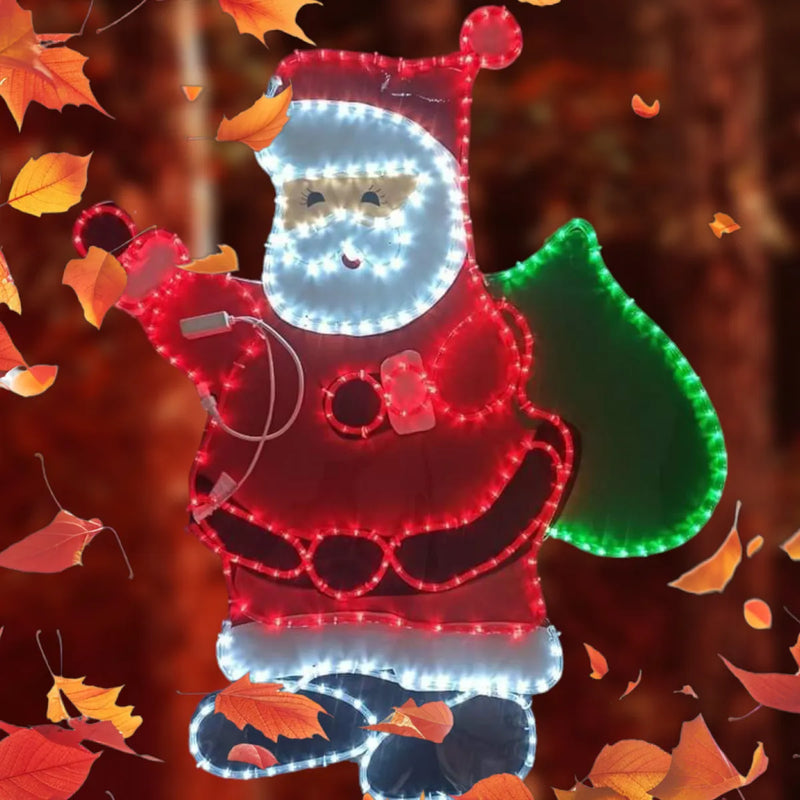 Papá Noel En Manguera Led Luces Navideñas Roja, Blanco Y Verde