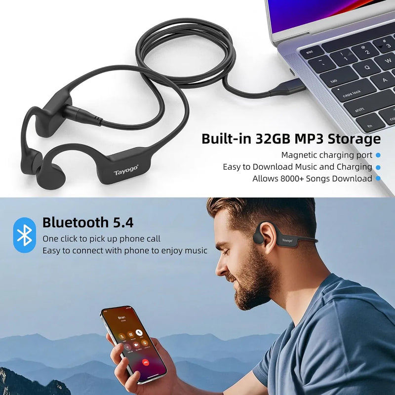 Auriculares Impermeables Tayogo - Conductor Óseo 32g