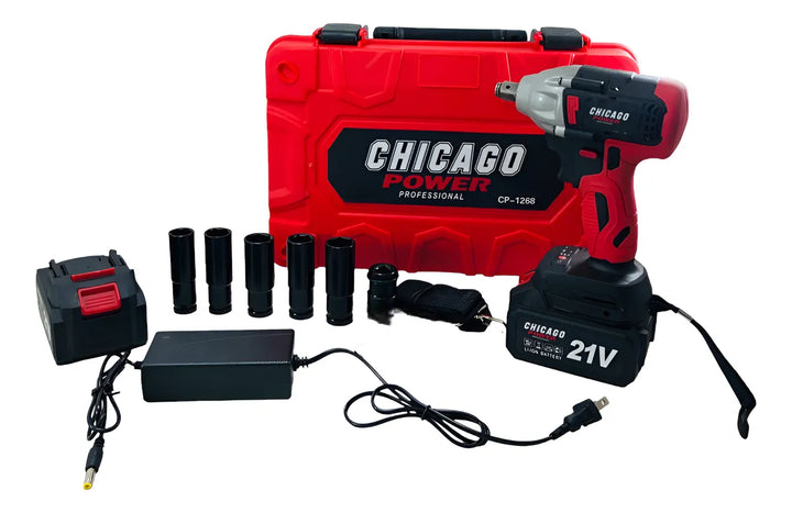 Pistola De Impacto Inalámbrica Cuadrante 1/2 21v Chicago Rojo 60