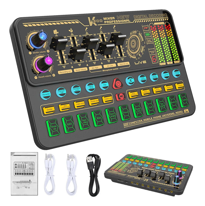 Hosabely Mezclador De Audio Con Efectos, Tarjeta De Sonido .