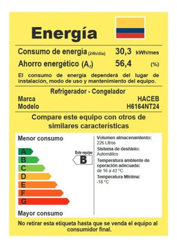 Nevera Haceb No Frost 243 Litros Manija Integrada- Titanio
