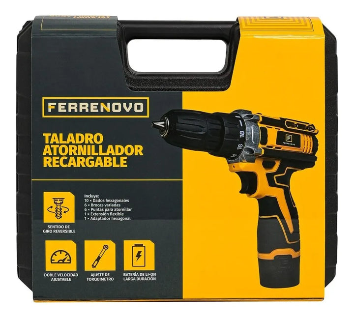 Taladro Destornillador Inalámbrico 12v Ferrenovo Amarillo
