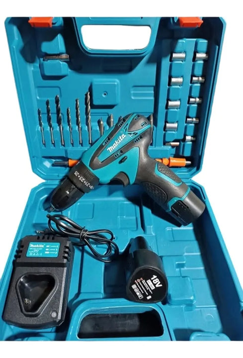 Taladros Inalambricos Atornillador Y Percutor De 18 Voltios - Azul Petróleo - 60hz